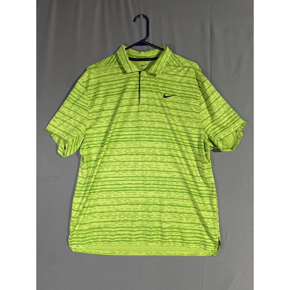 Nike Lime Green Striped Golf Polo